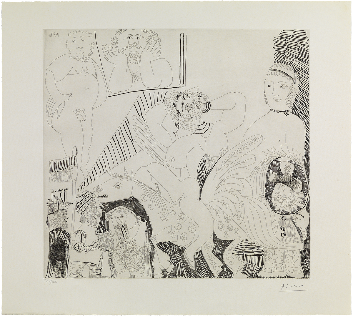 Pablo Picasso. Escena de circ, amb cavall alat, vista per un tramoista. Mougins, 1970. . Museu Picasso, Barcelona. Donació Família Picasso, 1979. MPB 112.175