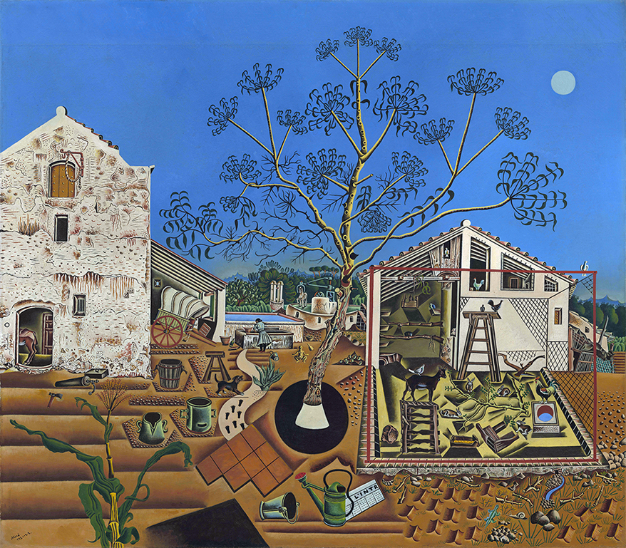 Joan Miró. La masia, 1921 - 1922. Oli sobre tela. 132,8 x 141,3. National Gallery of Art, Washington. © Successió Miró, 2023