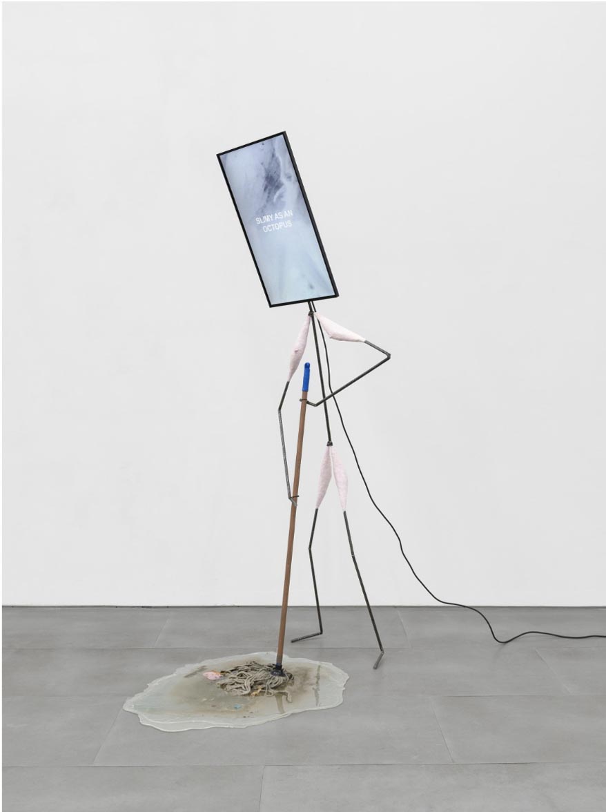 "Octopus Head Woman", 2017 Vídeo y estructura metálica (4 min) Medidas: 232 x 90 x 118 cm Colección José Ramón Prieto & Ana San José, Bilbao