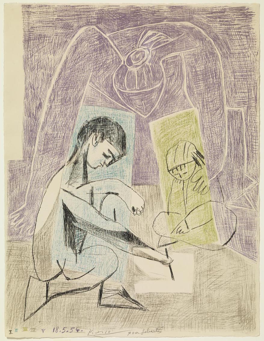 Pablo Picasso. "El petit dibuixant. Valauri, 1954. Litografia en cinc colors. MPB 70.131. Museu Picasso de Barcelona"