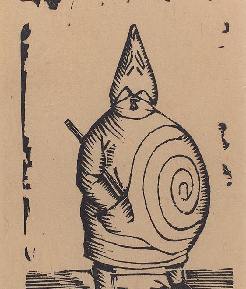 Alfred Jarry. "Veritable retrat del Senyor Ubú". 1942. Xilografia sobre paper. Museu Picasso, Barcelona. Fotografia: Jean de Calan