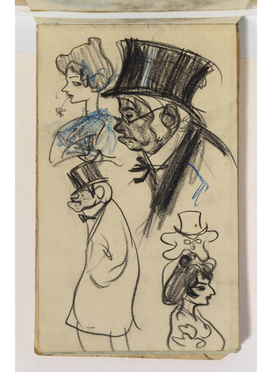 Pablo Picasso. Estudi d’homes i dones. Barcelona, 1899. Llapis blau i llapis Conté sobre paper.19.2 cm x 11.9 cm. MPB 111.543. Donació Pablo Picasso, 1970