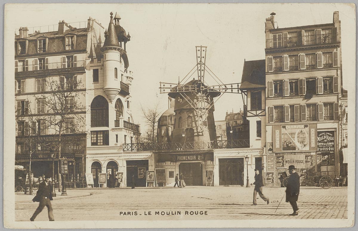 Anònim, Paris - Le Moulin Rouge, C. 1903. Postal. Materials i tècniques: Cartolina, Tipografia = impressió tipogràfica, Musée Carnavalet, Histoire de Paris