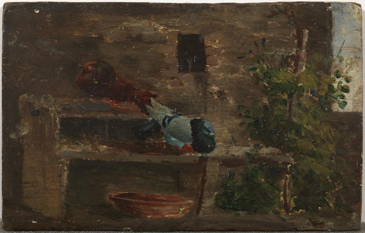 Picasso, Pablo. "Colomar". Pintura a l'oli. Oli sobre fusta. Corunya, la, 1894-1895, 9.9 x 15.3 cm. Donació Pablo Picasso, 1970. MPB 110.131