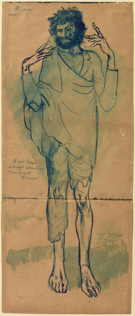 Pablo Picasso. "The Madman". Barcelona, 1904. Watercolour on paper (two fragments). 85 x 35 cm. MPB 4.272. Museu Picasso de Barcelona