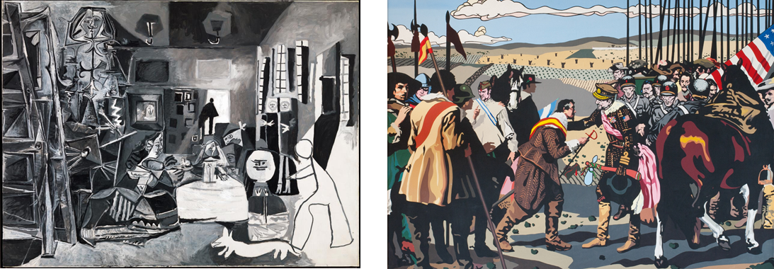 Pablo Picasso. "Las Meninas". Canes, 1957. Oli sobre tela. 194 cm x 260 cm. Donació Pablo Picasso, 1968. Museu Picasso, Barcelona. MPB 70.433 / Equipo Crónica . "La rendición de Torrejón", 1970. Acrílic damunt tela. Col·lecció Suñol Soler