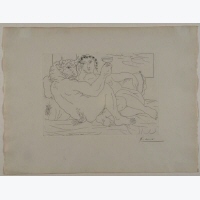 El reposo del minotauro: amante y copa de champán El reposo del minotauro: amante y copa de champán