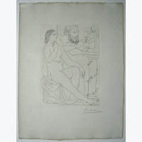 Modelo y escultor con su escultura Modelo y escultor con su escultura