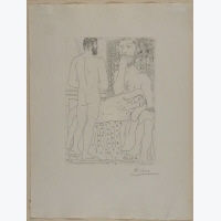 Escultor, modelo acostada y autorretrato como Hércules esculpido Escultor, modelo acostada y autorretrato como Hércules esculpido