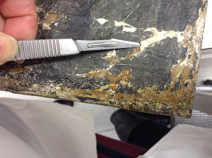 Detall del procés de restauració de l'obra 