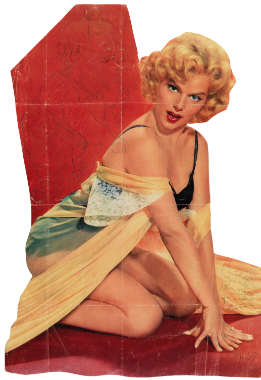 Pablo Picasso: Composició humorística. Jaume Sabartés i Jacqueline Pierreux. c. 1957. Llapis grassos de colors sobre paper imprès de revista. 35,3 x 26,2 cm. Museu Picasso, Barcelona. Donació Jaume Sabartés, 1964. MPB 70.676. Crèdit de la foto: Museu Picasso, Barcelona. Fotografia, Gasull Fotografia.